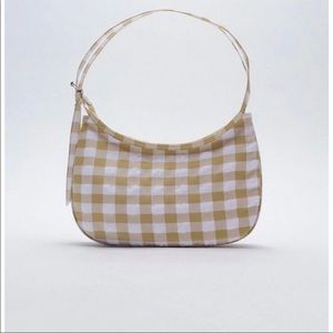 Zara Beige Gingham Shoulder Bag